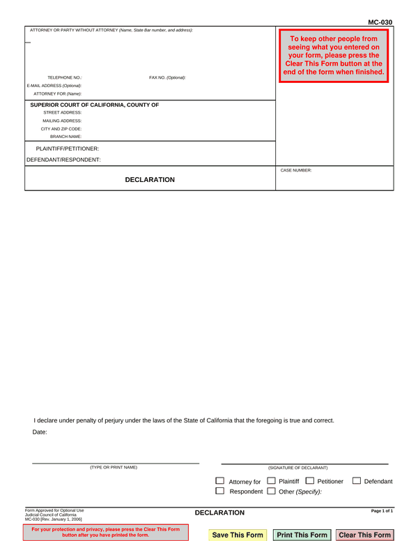 Preview of the official Form MC-030 PDF, page 1
