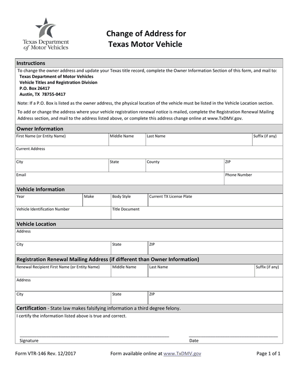 Preview of the official Form VTR-146 PDF, page 1
