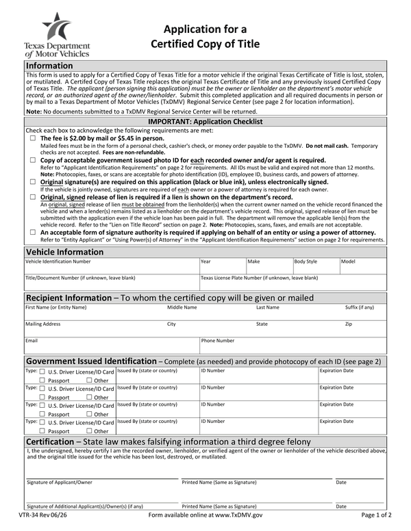 Preview of the official Form VTR-34 PDF, page 1